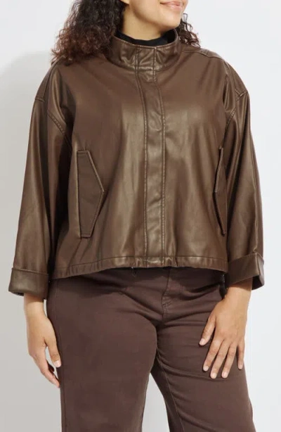 Lyssé Lysse Mina Oversized Faux Leather Jacket In Brown