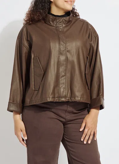 Lyssé Mina Oversized Washed Vegan Leather Coat Curvy In Truffle