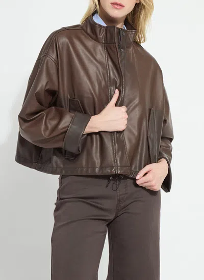 Lyssé Mina Oversized Washed Vegan Leather Coat In Truffle
