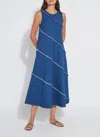 Lyssé Mirabella Fringed Midi Denim Dress In Blue