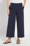 Lyssé Lysse Miranda Pull-on High Waist Crop Wide Leg Twill Pants In Blue