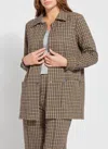 Lyssé Nomad Houdstooth Plaid Overshirt In Brown