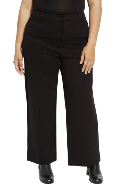 Lyssé Lysse Nadia High Waist Wide Leg Ponte Trousers In Black