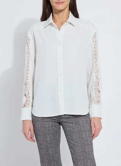 Lyssé Natasha Lace Trim Shirt Curvy In White