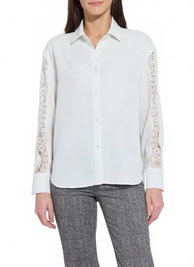 Lyssé Lysse Natasha Lace Trim Button-up Shirt In White
