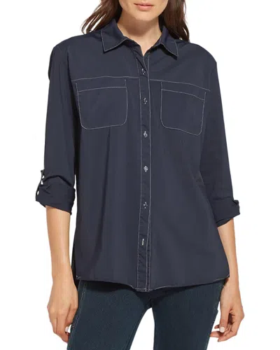 Lyssé New York Campler Sporty Button Down Shirt In Blue