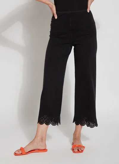 Lyssé New York Embroidered Eyelet Wide Leg Crop In Black