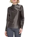 Lyssé New York Shalom Satin Jersey Funnel Neck Top In Black