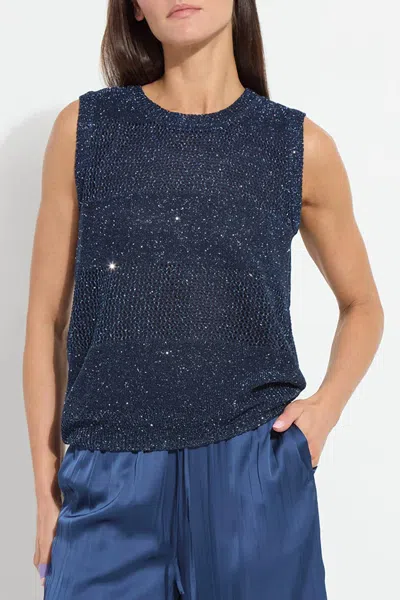 Lyssé Nicola Sequined Shell Top In Capri Blue Sequins