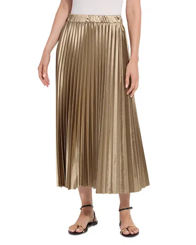 Lyssé Nina Pleated Midi Skirt In Celadon In Gold