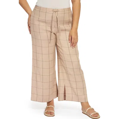 Lyssé Lysse Nixie Drawstring Linen Blend Wide Leg Pants In Brown