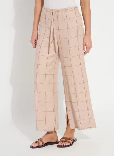 Lyssé Nixie Drawstring Linen Wide Leg Pant (27" Inseam) In Neutral
