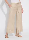 Lyssé Nixie Drawstring Linen Wide Leg Pant (27" Inseam) In Sand