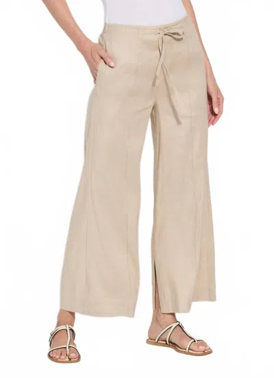 Lyssé Nixie Drawstring Linen Blend Wide Leg Pants In Neutral