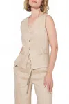 Lyssé Nixie Gilet Vest Top In Linen In White