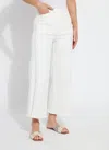 Lyssé Noah High Waist Cropped Wide Leg Fringe Jeans In Ecru White In White