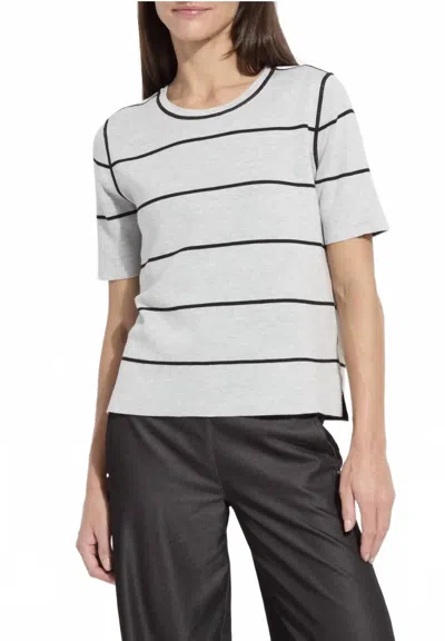 Lyssé Odessa Reversible Knit Short Sleeve Tee In Black Pearl Grey In White