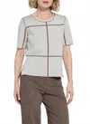 Lyssé Odessa Reversible Knit Short Sleeve Tee In Light Grey Melange/subtle Green In Gray