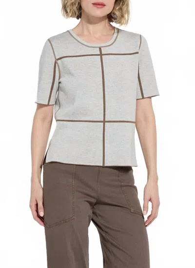 Lyssé Odessa Reversible Knit Short Sleeve Tee In Light Grey Melange/subtle Green In Gray
