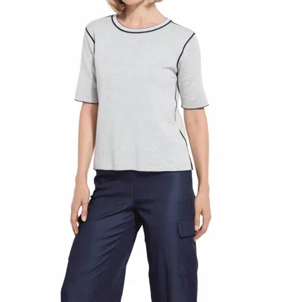 Lyssé Odessa Reversible Knit Short Sleeve Tee In Navy/grey Melange In Gray