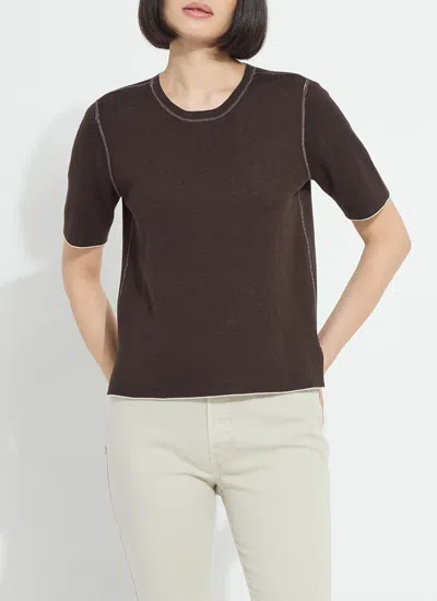 Lyssé Odessa Reversible Knit Short Sleeve Tee In Brown