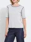Lyssé Odessa Reversible Knit Short Slv Tee In Gray