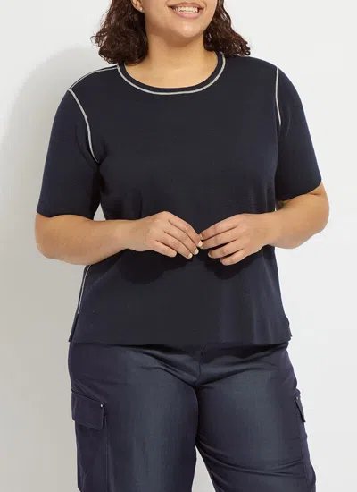 Lyssé Odessa Reversible Knit Short Slv Tee Curvy