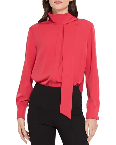 Lyssé Odette Scarf Neck Shirt In Defined Red