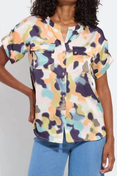 LYSSÉ OLENA DROP SHOULDER UTILITY BLOUSE IN ETHEREAL CAMO