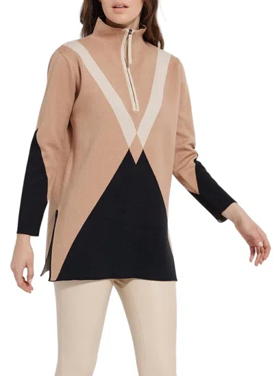 LYSSÉ PALOMA PULLOVER SWEATER IN PLACED ARGYLE