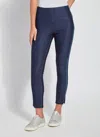 Lyssé Denim Legging With Stripe In Indigo In Purple