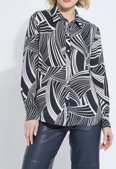 Lyssé Parker Button Down Shirt In Winter Nautical In Blue