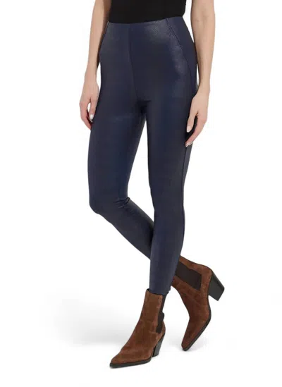 Lyssé Patterned Matilda Foil Legging In Navy Snake In Blue