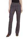 Lyssé Patterned Pintuck Ponte Baby Boot Pant In Polished Plaid In Brown