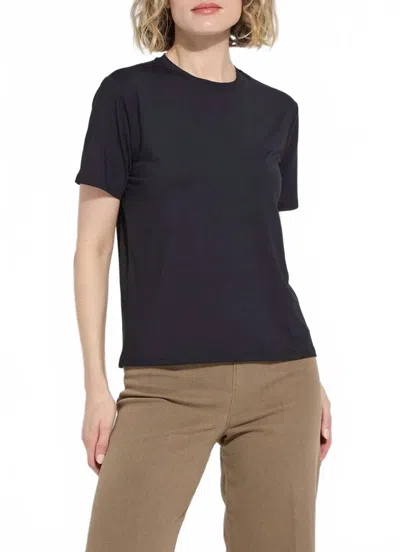 Lyssé Perfect Box-cut Tee In Black In Blue