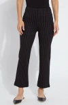 Lyssé D Womens Lightweight Ponte Cropped Flared Pants In Black Soft Soothing Stripe