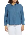 Lyssé Plus Bay Crop Chambray Shirt In Mid Wash