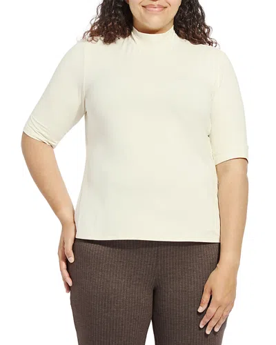 Lyssé Plus Clara Mock Neck Elbow Length Top In Multi