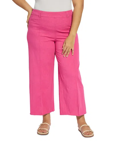 Lyssé Plus Erin Pintuck High Rise Ankle Wide Leg Jeans In Hot Pink