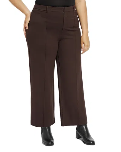 Lyssé Plus Nadia Zip Front Ponte Pants In Brown