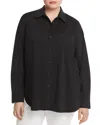 Lyssé Plus Schiffer Pocketed Pleated-back Button-down Shirt In Black