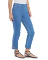 Lyssé Plus Yori Eyelet Straight Denim Leggings In Bleached Blue