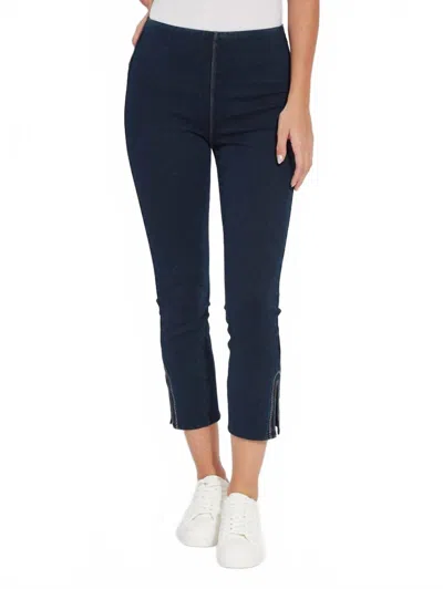 LYSSÉ POPPY EMBROIDERED CROP DENIM PANTS IN INDIGO