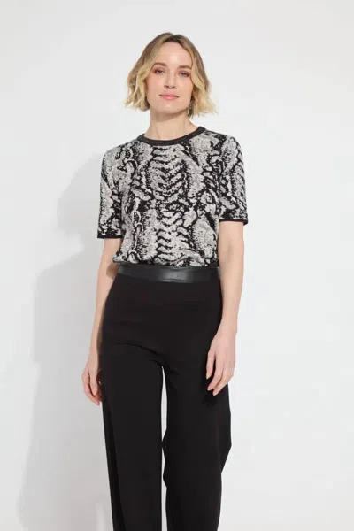 Lyssé Preston Knit Sweater In Black/ White Shimmer Print In Multi