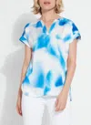 Lyssé Coraline Printed V-neck Pull On Top In Blue