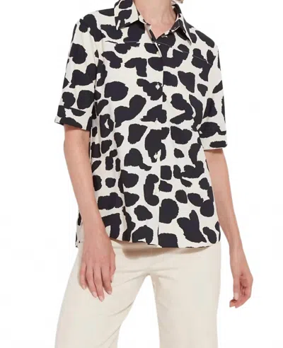Lyssé Printed Josie Short Sleeve Button Down Shirt In Wild Contrast In Multi