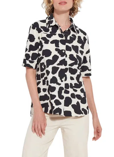 Lyssé Printed Josie Short Sleeve Button Down Shirt In Wild Contrast In Multi