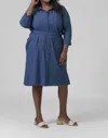 Lyssé Printed Schiffer Dress - Plus In Navy In Blue