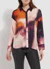 Lyssé Printed Stitched Satin Shirt In Multi
