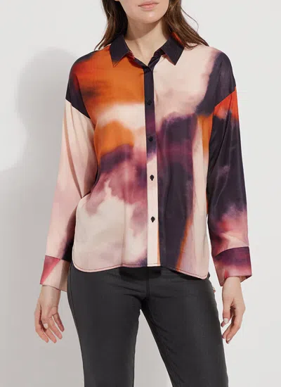 LYSSÉ PRINTED STITCHED SATIN SHIRT